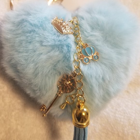 Heart Pom Pom Keychain with Charms - Picture 3 of 6